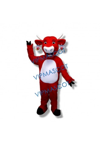 Happy Red Cow Mascot Costume