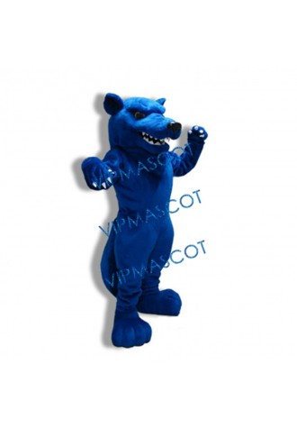 College Blue Thunder Wolf Mascot Costume