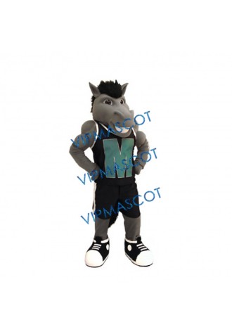 College Grey Power Mustang Mascot Costume