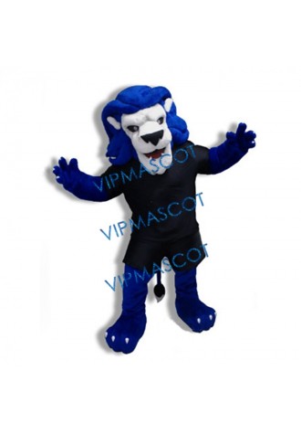 Blue Long Hair Lion Mascot Costume