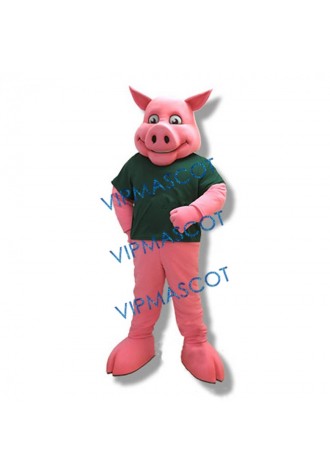 Red Happy Pig Mascot Costume