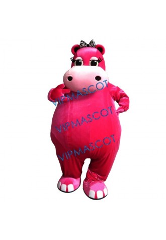 Pink Hippo Mascot Costume
