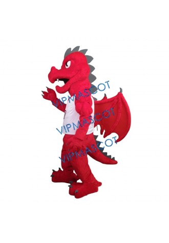 Red Ferocious Dragon Mascot Costume