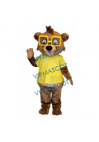 Glasses Child Bear Mascot Costume
