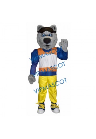 Handsome Ski Wolf Mascot Costume
